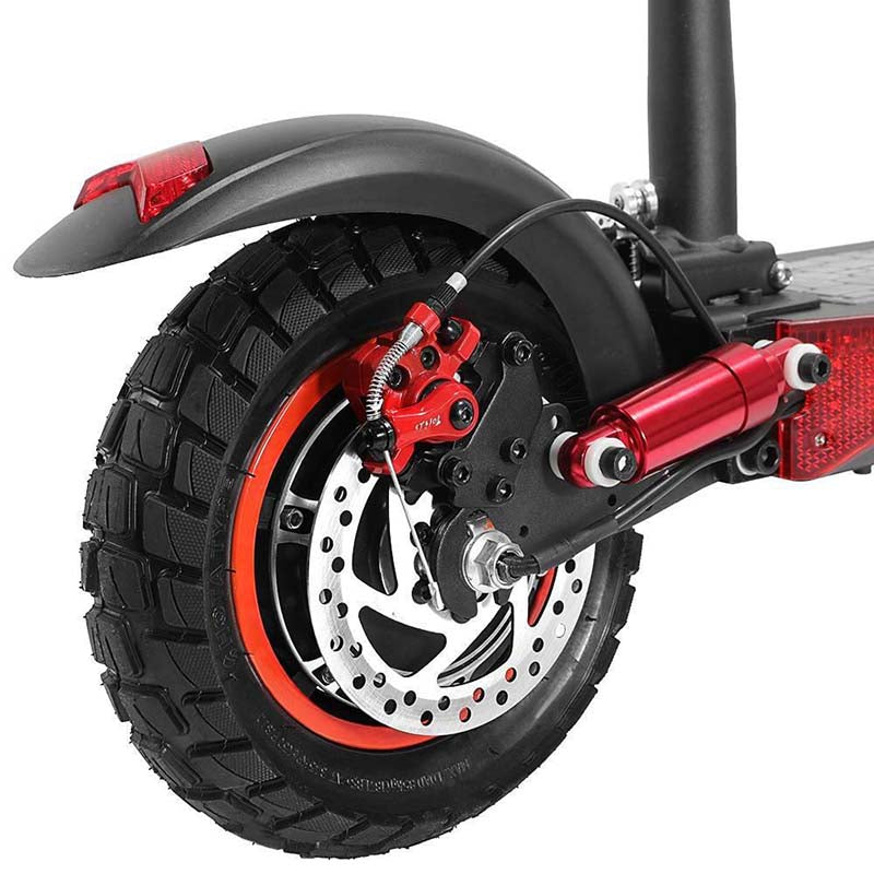 Rear off road tyre and brake disc of kugo kirin m4 pro electric scooter 