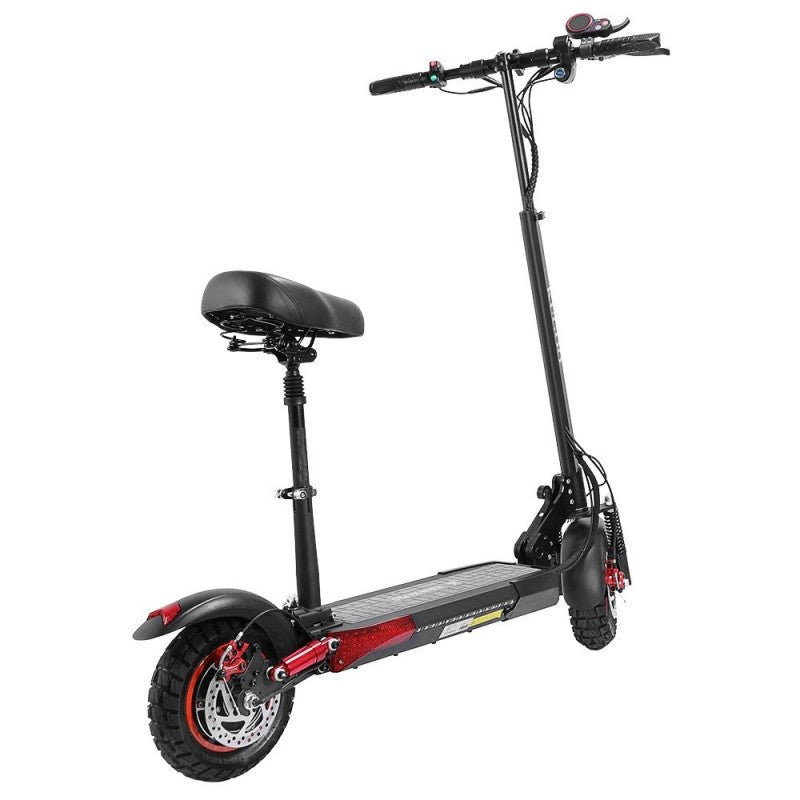 Electric scooter in black with seat on a white background